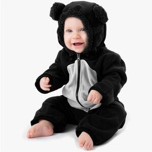 Baby Fleece Hooded Romper Bodysuit Onesie 6-12 months